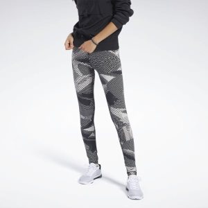 Legginsy Damskie Reebok Lux 2.0 - Geo Static Szare PL 31ZWKVC